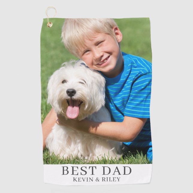 Personalised Best Dad Photo  Golf Towel (Front)