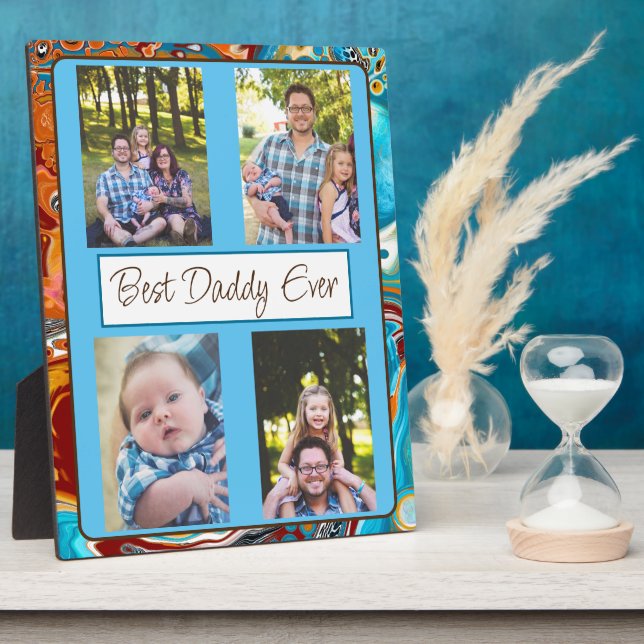 Personalised Best Daddy Ever Photo  Plaque (Side)