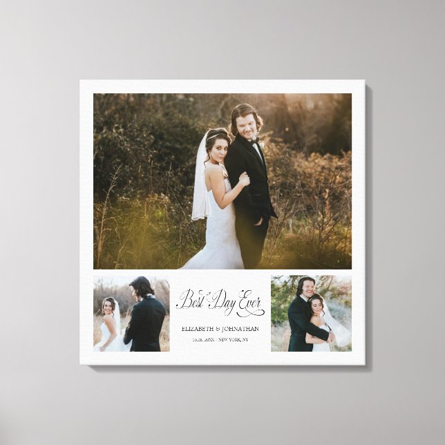Personalised Best Day Ever 3 Photo Collage Canvas Print (Front)