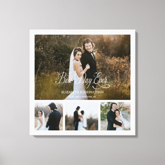 Personalised Best Day Ever 4 Photo Collage Canvas Print (Front)