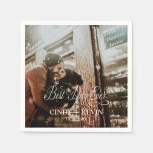 Personalised Best Day Ever Photo Wedding Paper Napkin