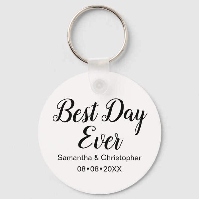Personalised Best Day Ever Wedding Key Ring (Front)