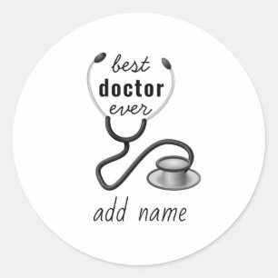 Personalised Best Doctor Ever Thank You Physician Classic Round Sticker