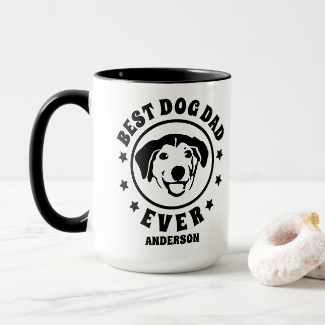 Personalised Best Dog Dad Ever Custom Name Mug (With Donut)