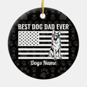 Personalised Best Dog Dad Ever German Shepherd Cer Ceramic Tree Decoration
