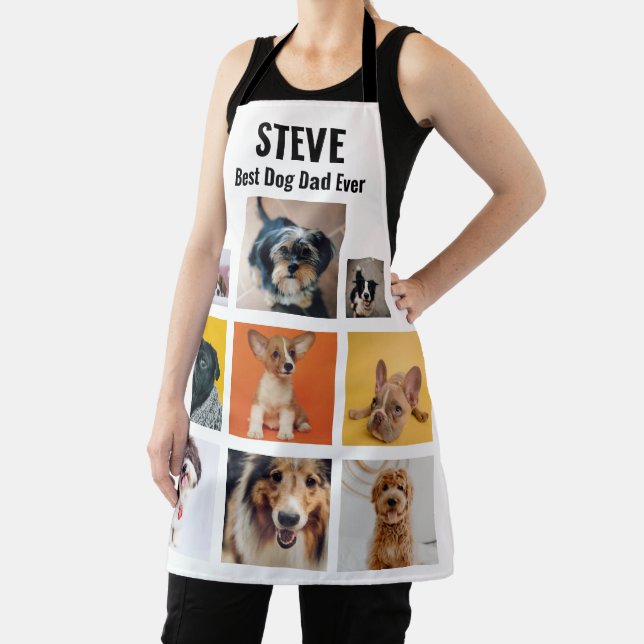 Personalised Best Dog Dad Ever Photo Collage Apron (Insitu)