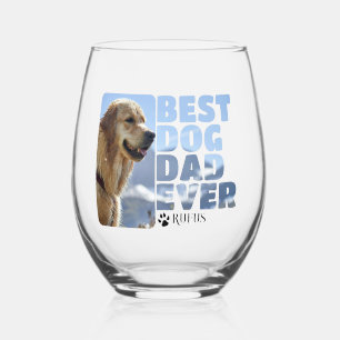Personalised best dog dad ever stemless wine glass