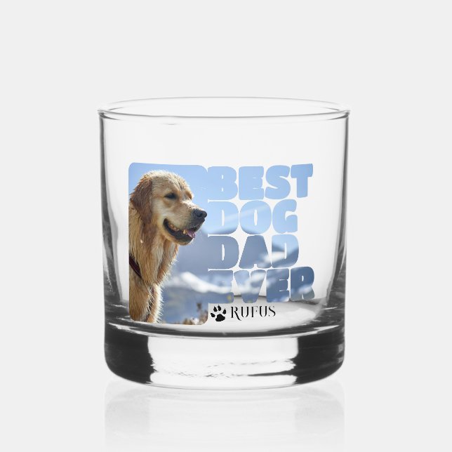 Personalised best dog dad ever whiskey glass (Front)
