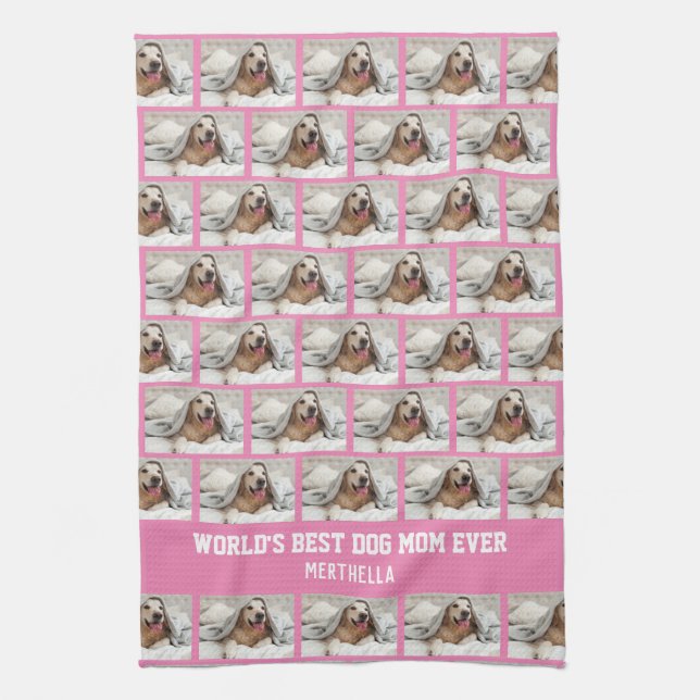 Personalised BEST DOG MOM EVER Photo Kitchen Towel (Vertical)