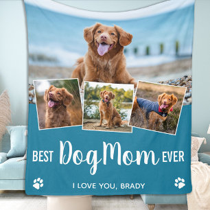 Personalised Best Dog Mum Ever Photo Collage Fleece Blanket