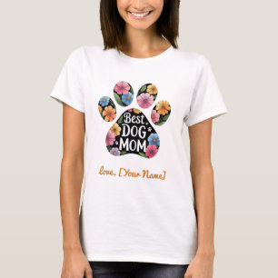 Personalised Best Dog Mum Floral Paw T-Shirt