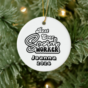 Personalised Best Ever Social Worker Ceramic Tree Decoration