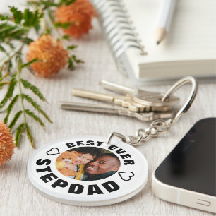 Personalised Best Ever Stepdad Photo Keychain
