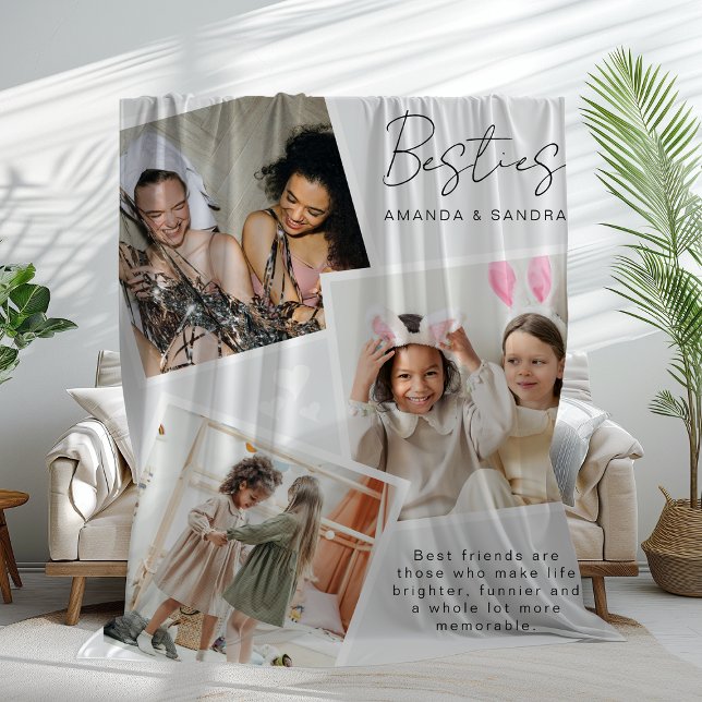 Personalised Best Friend 3 Photo Fleece Blanket (Creator Uploaded)