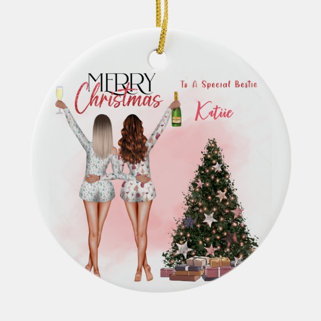 Personalised Best Friend Bestie Christmas Ornament (Front)