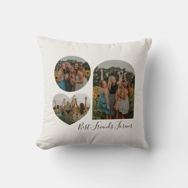 Personalised Best Friend BFF Photo Collage Cream Cushion (Front)