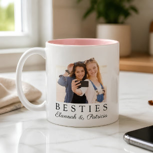 Personalised Best Friend BFF Photo Custom Pink Two-Tone Coffee Mug