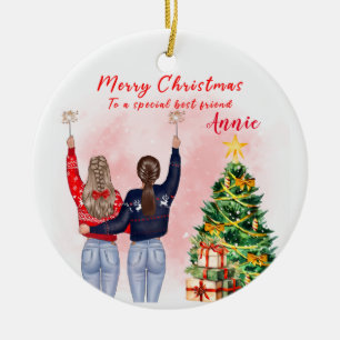 Personalised Best Friend Christmas Bestie Ceramic Tree Decoration