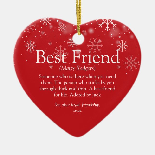 Personalised Best Friend Definition Christmas Ceramic Tree Decoration (Front)