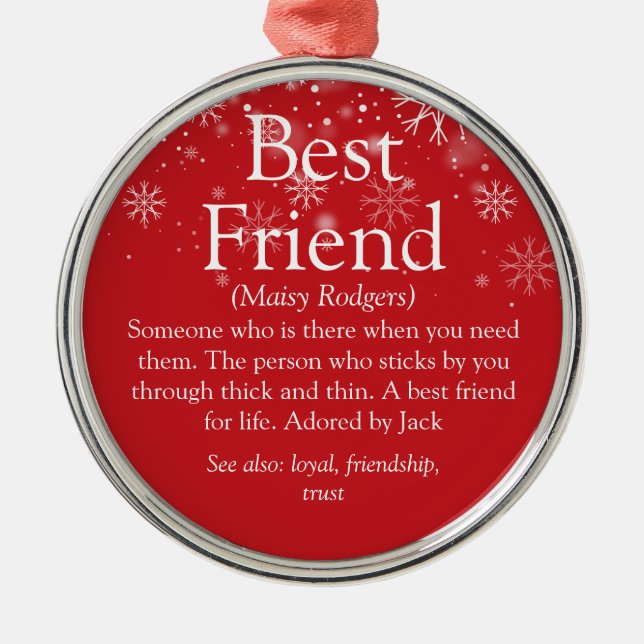 Personalised Best Friend Definition Christmas Metal Tree Decoration (Front)