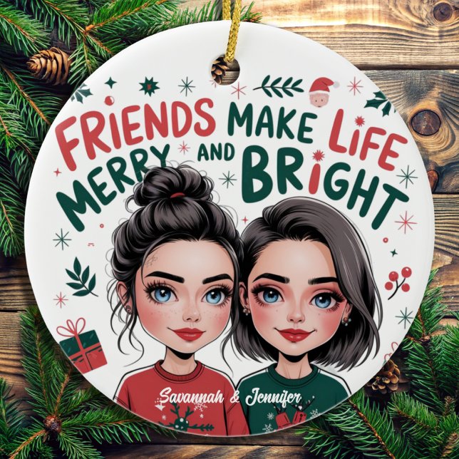 Personalised Best Friend - Friends Keepsake Ceramic Tree Decoration (Creator Uploaded)