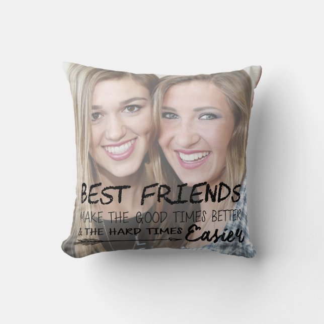 Personalised Best Friend Photo BFF Friendship Blue Cushion (Front)