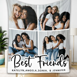 Personalised Best Friends 4 Photo Collage Fleece Blanket