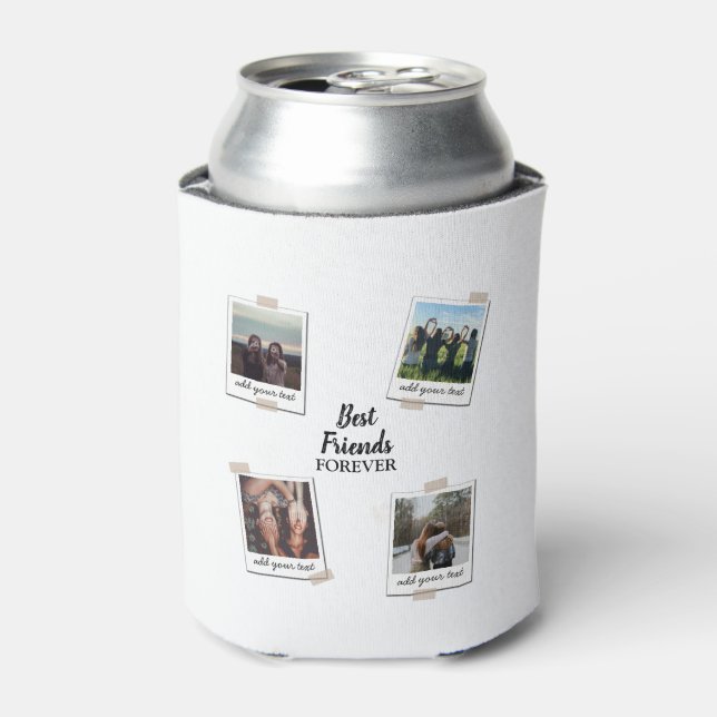 Personalised Best Friends 4 Photo Custom Collage Can Cooler (Can Front)