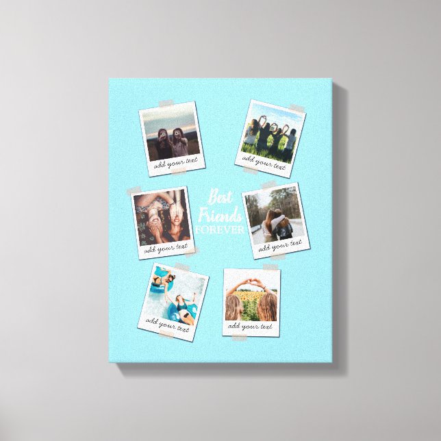 Personalised Best Friends 6 Photo Custom Collage Canvas Print (Front)