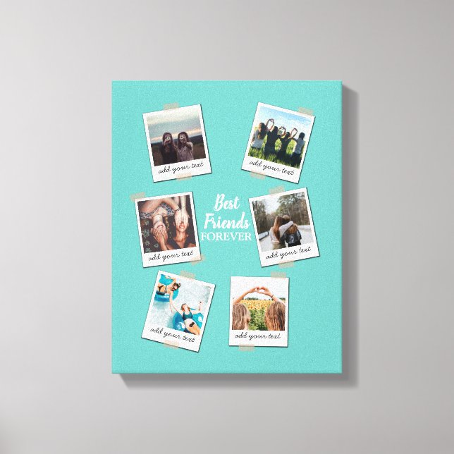 Personalised Best Friends 6 Photo Custom Collage Canvas Print (Front)