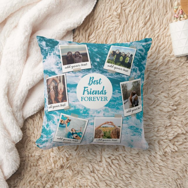 Personalised Best Friends 6 Photo Custom Collage Cushion (Blanket)