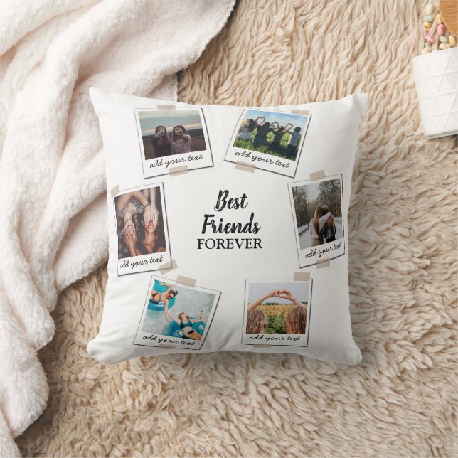 Personalised Best Friends 6 Photo Custom Collage Cushion (Blanket)