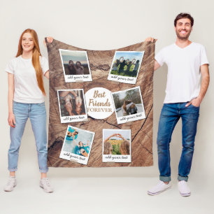 Personalised Best Friends 6 Photo Custom Collage Fleece Blanket