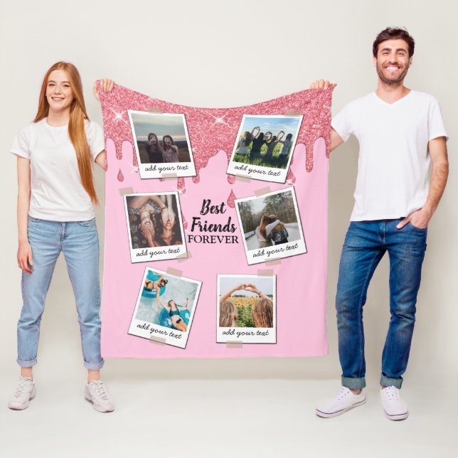 Personalised Best Friends 6 Photo Custom Collage Fleece Blanket (In Situ)