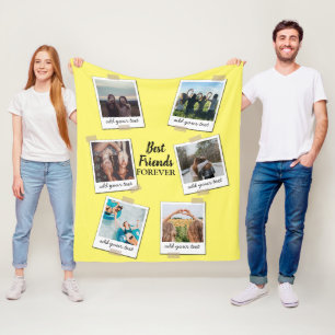 Personalised Best Friends 6 Photo Custom Collage Fleece Blanket
