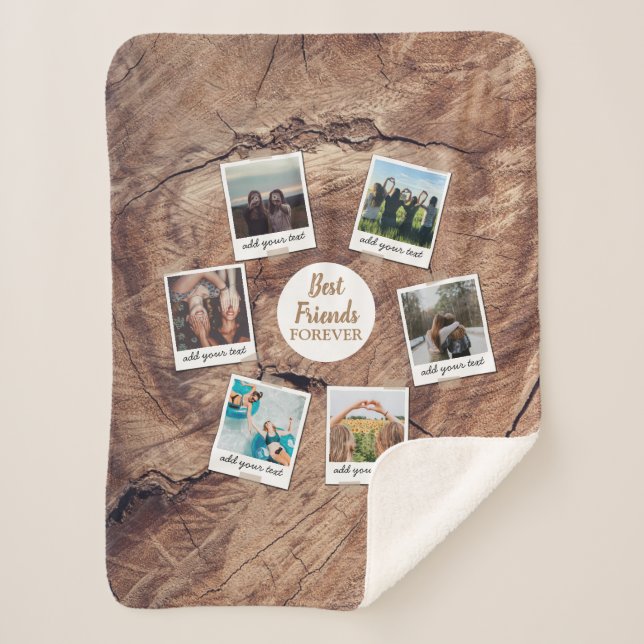 Personalised Best Friends 6 Photo Custom Collage Sherpa Blanket (Front)