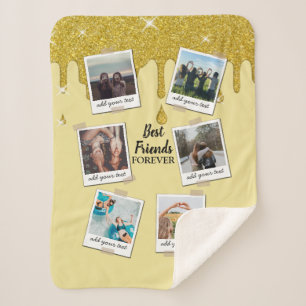 Personalised Best Friends 6 Photo Custom Collage Sherpa Blanket