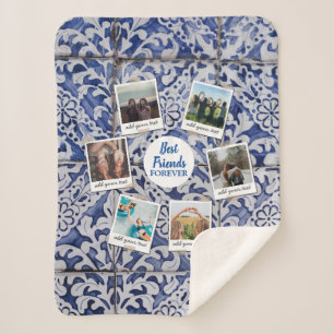 Personalised Best Friends 6 Photo Custom Collage Sherpa Blanket