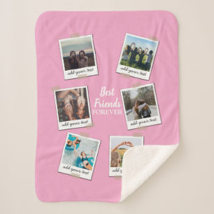 Personalised Best Friends 6 Photo Custom Collage Sherpa Blanket