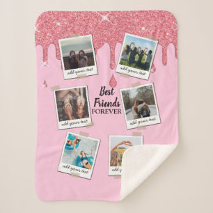 Personalised Best Friends 6 Photo Custom Collage Sherpa Blanket