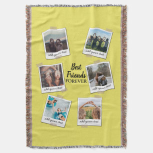 Personalised Best Friends 6 Photo Custom Collage Throw Blanket