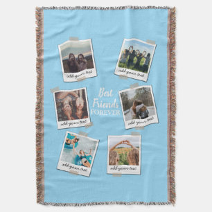 Personalised Best Friends 6 Photo Custom Collage Throw Blanket