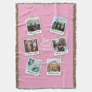 Personalised Best Friends 6 Photo Custom Collage Throw Blanket