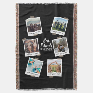 Personalised Best Friends 6 Photo Custom Collage Throw Blanket