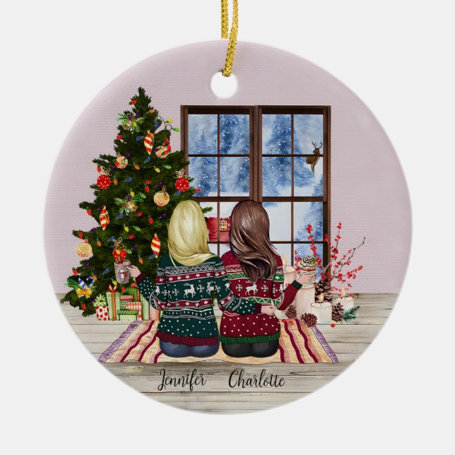 Personalised Best Friends Christmas Ornament (Front)
