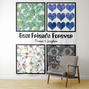 Personalised Best friends forever 4 photo collage Tapestry