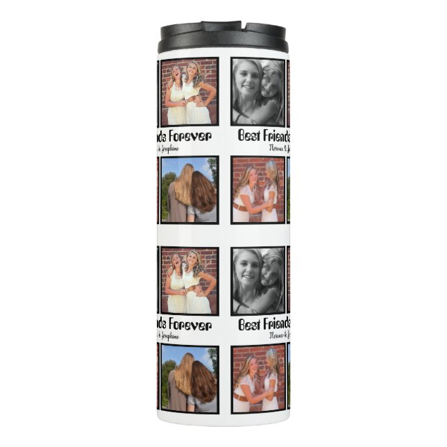 Personalised Best friends forever 4 photo collage Thermal Tumbler (Back)