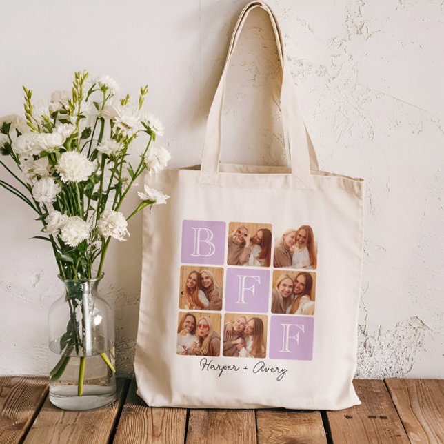 Personalised Best Friends Forever 6 Photo Collage Tote Bag (Celebrate your unbreakable bond with this "Best Friends Forever" photo tote bag! )