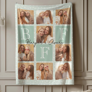 Personalised Best Friends Forever 9 Photo Collage Fleece Blanket