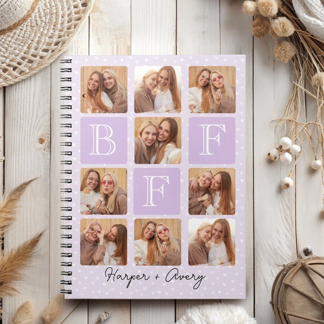 Personalised Best Friends Forever 9 Photo Collage Notebook (Celebrate your unbreakable bond with this "Best Friends Forever" photo notebook! )